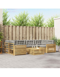 Set di divani da esterno 7 pcs Bianco e Grigio Chiaro