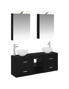 Set di Armadi da Bagno 5 pcs Rovere Nero 50 x 14,5 x 70 cm