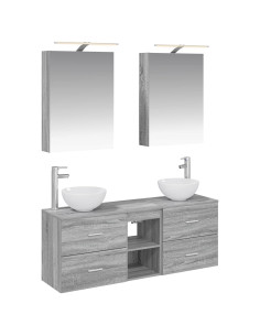 Set di Armadi da Bagno 5 pcs Sonoma grigio 50 x 14,5 x 70 cm