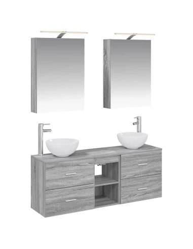 Set di Armadi da Bagno 5 pcs Sonoma grigio 50 x 14,5 x 70 cm