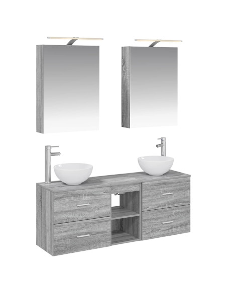 Set di Armadi da Bagno 5 pcs Sonoma grigio 50 x 14,5 x 70 cm