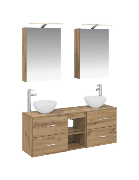 Set di Armadi da Bagno 5 pcs Rovere Artigianale