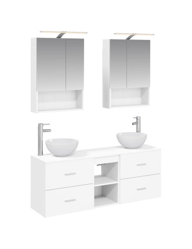 Set di Armadi da Bagno 5 pcs Bianco 50 x 14,5 x 70 cm