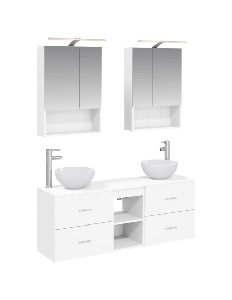 Set di Armadi da Bagno 5 pcs Bianco 50 x 14,5 x 70 cm