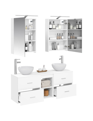 Set di Armadi da Bagno 5 pcs Bianco 50 x 14,5 x 70 cm