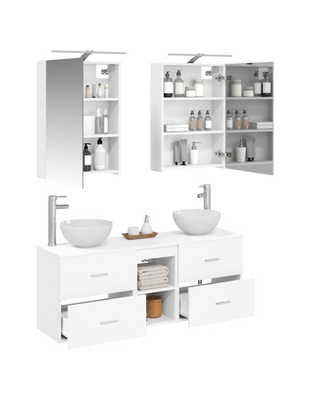 Set di Armadi da Bagno 5 pcs Bianco 50 x 14,5 x 70 cm