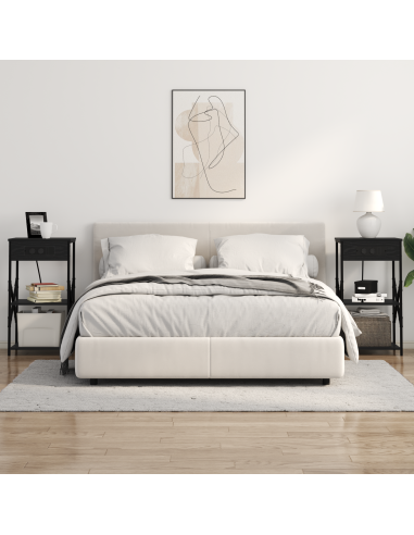 Armadio da Notte Rovere Nero 41 x 31 x 76 cm Legno multistrato