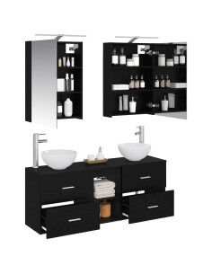Set di Armadi da Bagno 5 pcs Rovere Nero 50 x 14,5 x 70 cm 2