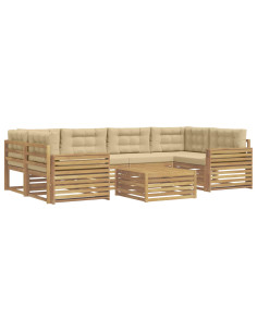 Set di divani da esterno 7 pcs Bianco e Beige 2