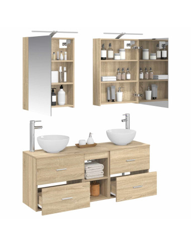 Set di Armadi da Bagno 5 pcs Rovere Sonoma 50 x 14,5 x 70 cm