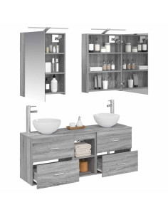 Set di Armadi da Bagno 5 pcs Sonoma grigio 50 x 14,5 x 70 cm 2