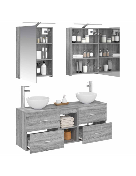 Set di Armadi da Bagno 5 pcs Sonoma grigio 50 x 14,5 x 70 cm