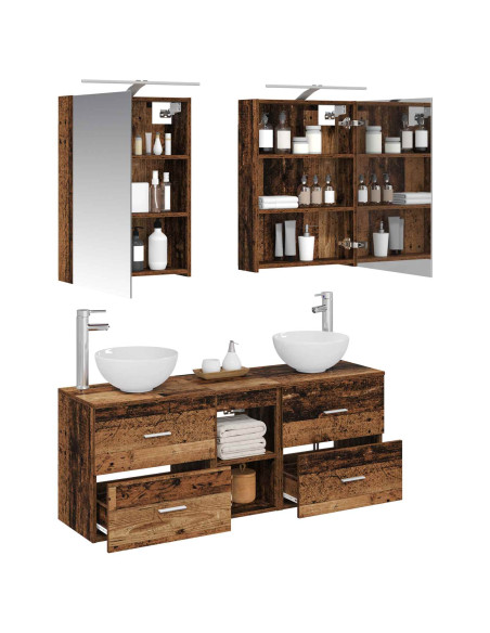 Set di Armadi da Bagno 5 pcs Legno antico 50 x 14,5 x 70 cm