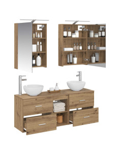 Set di Armadi da Bagno 5 pcs Rovere Artigianale 2
