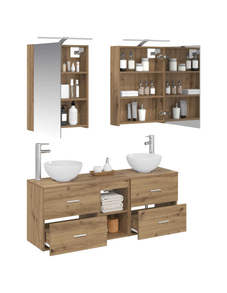 Set di Armadi da Bagno 5 pcs Rovere Artigianale