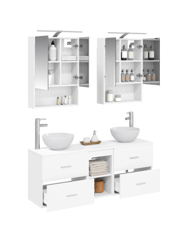 Set di Armadi da Bagno 5 pcs Bianco 50 x 14,5 x 70 cm
