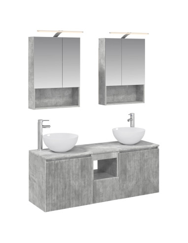 Set di Armadi da Bagno 5 pcs Grigio Cemento 50 x 14,5 x 70 cm