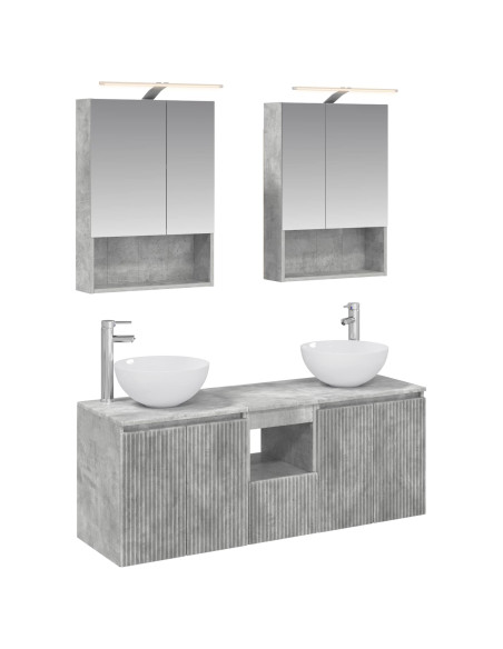 Set di Armadi da Bagno 5 pcs Grigio Cemento 50 x 14,5 x 70 cm