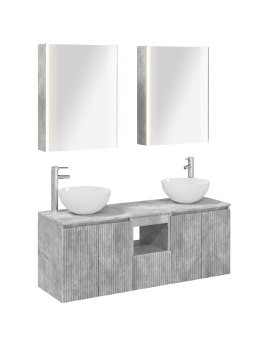 Set di Armadi da Bagno 5 pcs Grigio Cemento 53 x 15,5 x 70 cm