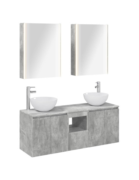 Set di Armadi da Bagno 5 pcs Grigio Cemento 53 x 15,5 x 70 cm