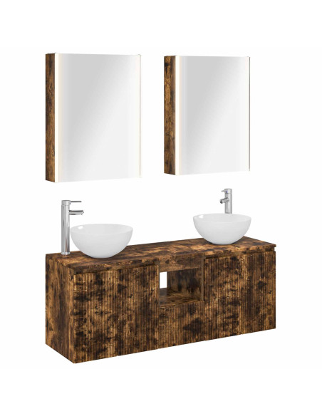 Set di Armadi da Bagno 5 pcs Rovere Fumo 53 x 15,5 x 70 cm