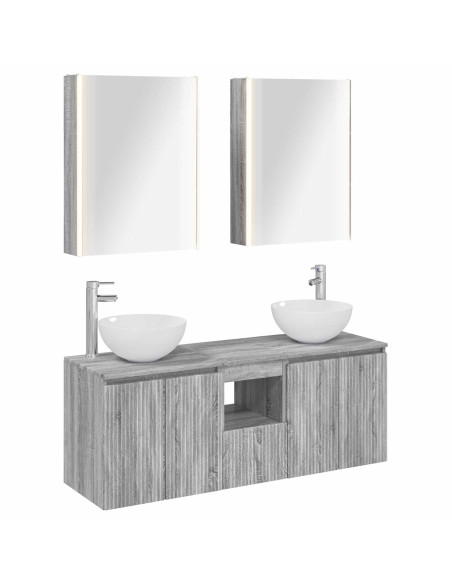 Set di Armadi da Bagno 5 pcs Sonoma grigio 53 x 15,5 x 70 cm