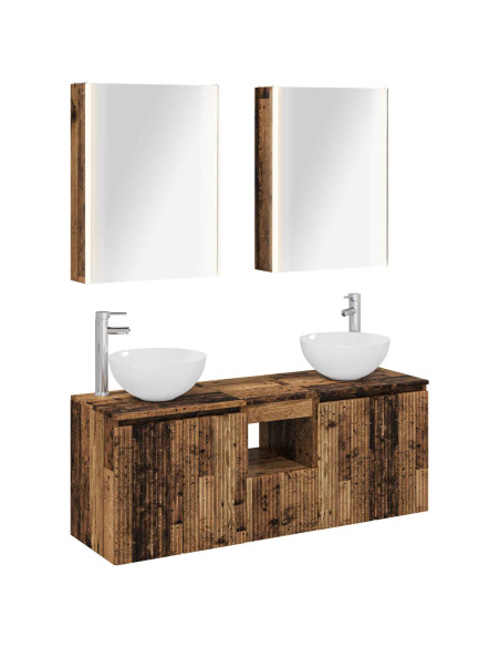 Set di Armadi da Bagno 5 pcs Legno antico 53 x 15,5 x 70 cm