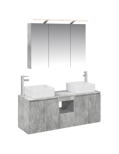 Set di Armadi da Bagno 4 pcs Grigio Cemento 100 x 14,5 x 70 cm