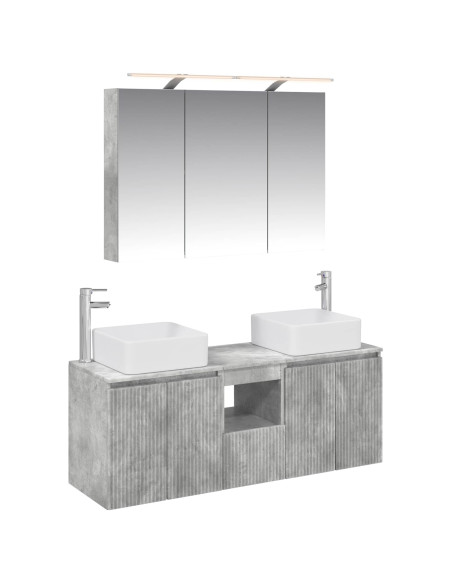 Set di Armadi da Bagno 4 pcs Grigio Cemento 100 x 14,5 x 70 cm