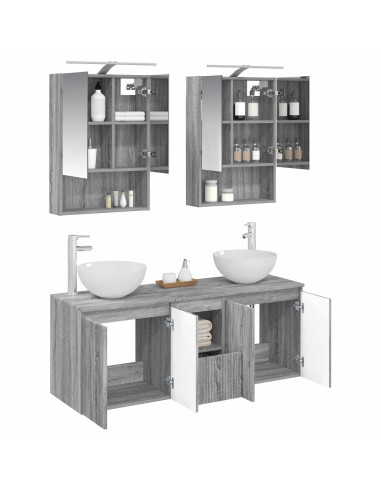 Set di Armadi da Bagno 5 pcs Sonoma grigio 50 x 14,5 x 70 cm