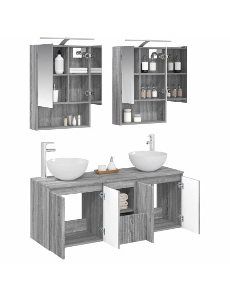 Set di Armadi da Bagno 5 pcs Sonoma grigio 50 x 14,5 x 70 cm