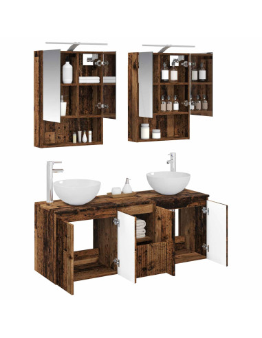 Set di Armadi da Bagno 5 pcs Legno antico 50 x 14,5 x 70 cm