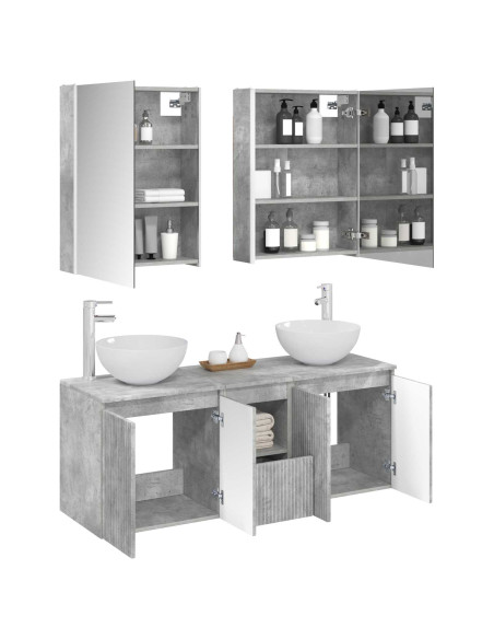 Set di Armadi da Bagno 5 pcs Grigio Cemento 53 x 15,5 x 70 cm