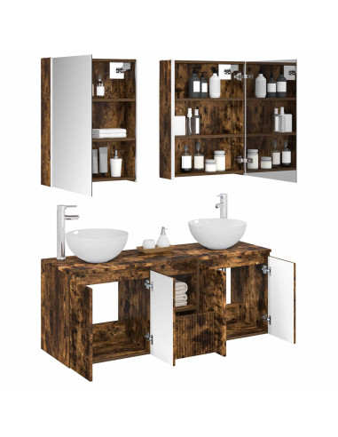 Set di Armadi da Bagno 5 pcs Rovere Fumo 53 x 15,5 x 70 cm