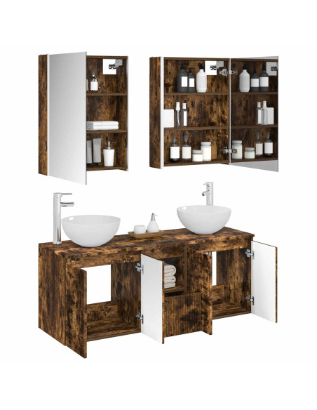 Set di Armadi da Bagno 5 pcs Rovere Fumo 53 x 15,5 x 70 cm