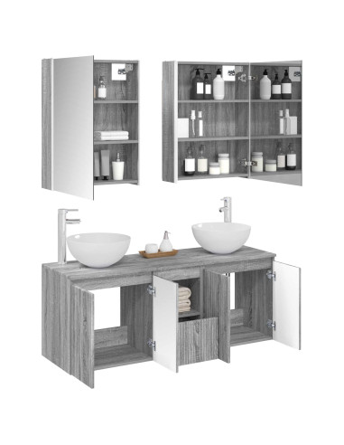 Set di Armadi da Bagno 5 pcs Sonoma grigio 53 x 15,5 x 70 cm
