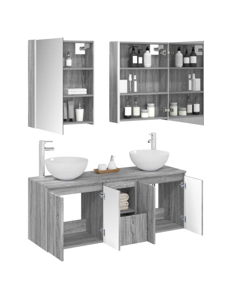 Set di Armadi da Bagno 5 pcs Sonoma grigio 53 x 15,5 x 70 cm