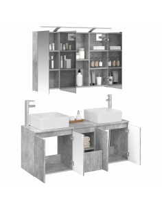 Set di Armadi da Bagno 4 pcs Grigio Cemento 100 x 14,5 x 70 cm 2