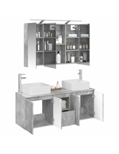 Set di Armadi da Bagno 4 pcs Grigio Cemento 100 x 14,5 x 70 cm