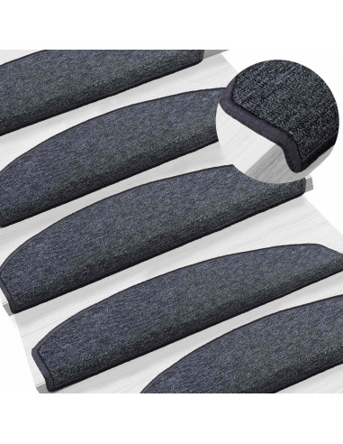 Tappetini per scale autoadesivi 15 pcs Grigio scuro e blu