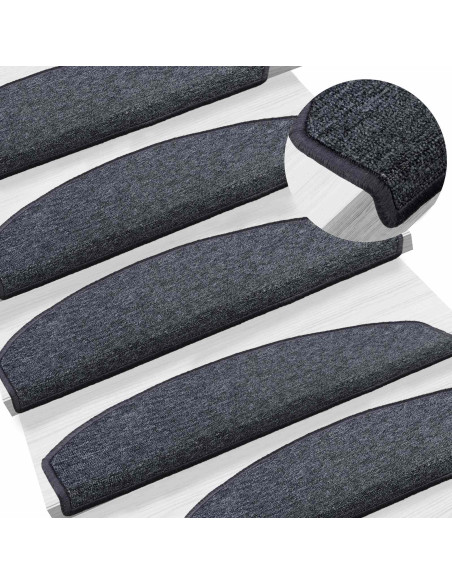 Tappetini per scale autoadesivi 15 pcs Grigio scuro e blu