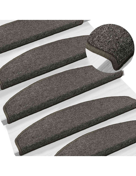 Tappetini per scale autoadesivi 15 pcs Grigio Scuro