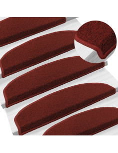 Tappetini per scale autoadesivi 15 pcs Rosso Bordeaux 2