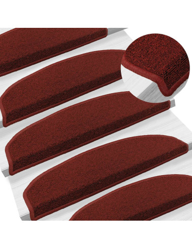 Tappetini per scale autoadesivi 15 pcs Rosso Bordeaux