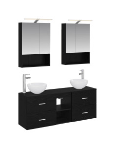 Set di Armadi da Bagno 5 pcs Rovere Nero 50 x 14,5 x 70 cm