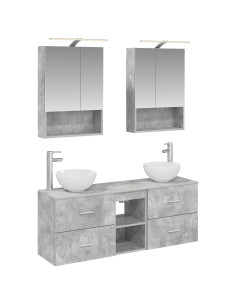 Set di Armadi da Bagno 5 pcs Grigio Cemento 50 x 14,5 x 70 cm