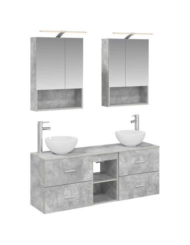 Set di Armadi da Bagno 5 pcs Grigio Cemento 50 x 14,5 x 70 cm