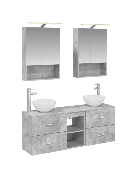 Set di Armadi da Bagno 5 pcs Grigio Cemento 50 x 14,5 x 70 cm