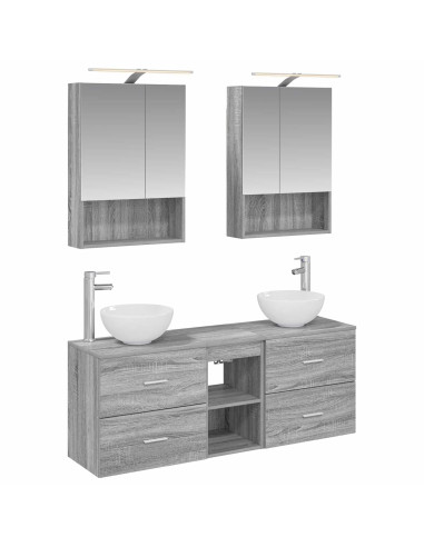 Set di Armadi da Bagno 5 pcs Sonoma grigio 50 x 14,5 x 70 cm