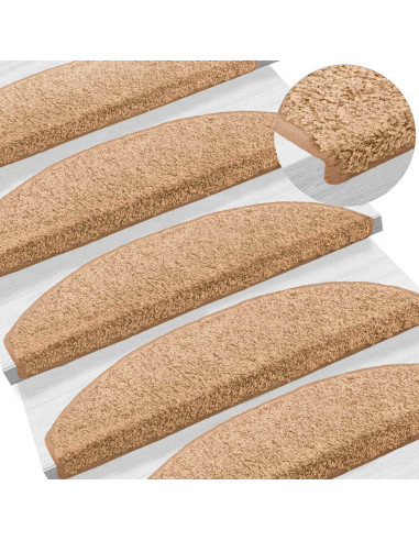 Tappetini per scale autoadesivi 15 pcs Beige 80 x 24,5 x 3,5 cm
